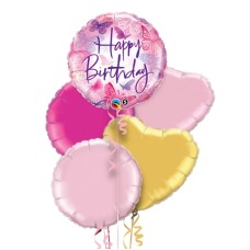 Pink Butterfly Happy Birthday Balloon Bouquet With Free Lily O Brien Chocolate Set